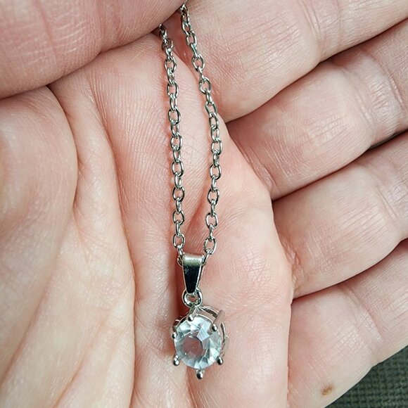 Amazon Hexagonal Zirconia Pendant Necklace - Picture 10 of 15